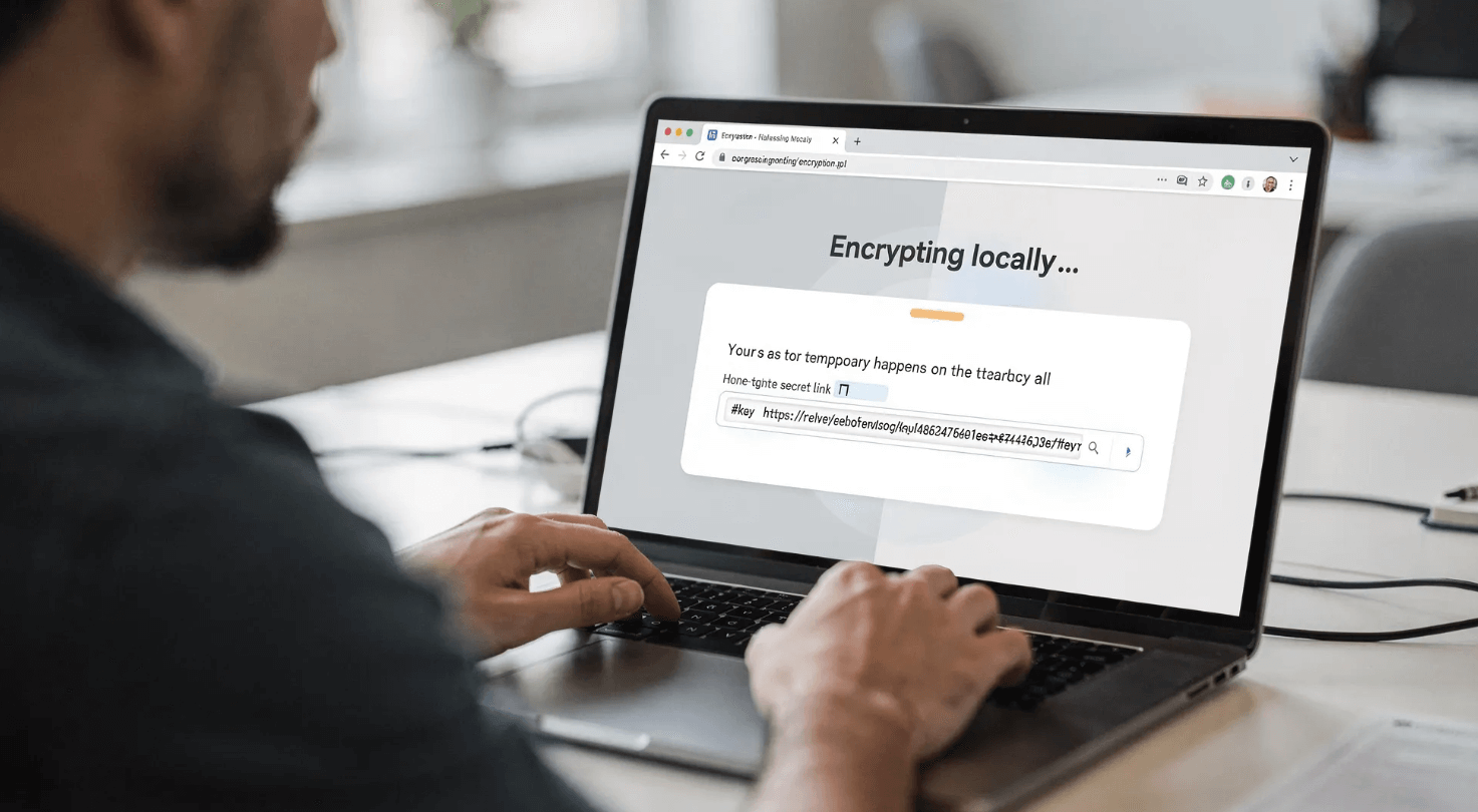 Primer plano de un desarrollador pegando una contraseña temporal de base de datos en un formulario del navegador, que muestra 